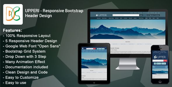 Upperi - Responsive Bootstrap Header Design  Css  Layouts