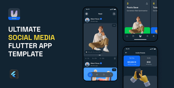 Utilmate – Social Flutter App Template Flutter Media Mobile 