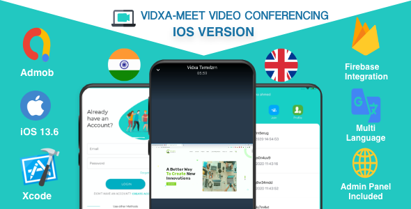 VIDXA MEET – Free Video Conferencing & Audio Conferencing App | Zoom Clone (iOS + Admin Panel)    