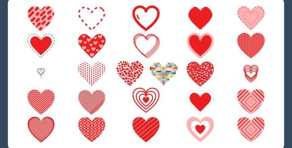 Valentine's Heart Shaped Lottie JSON animated Icons - Animated Love Pack with After Effects  AnimatedSVGs  