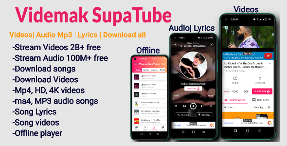 Videmak SupaTube | All in one; Videos, Audio, Lyrics, Stream and Download Android  Mobile Full Applications