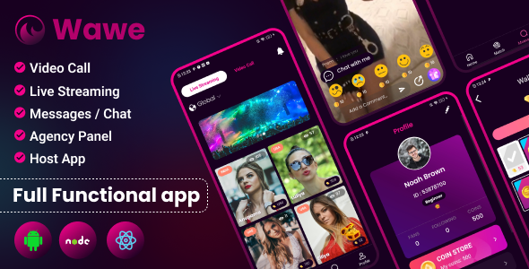 Wawe - Video call, Live streaming, Chat | Host based app with Admin panel & Agency Panel Android  Mobile Full Applications
