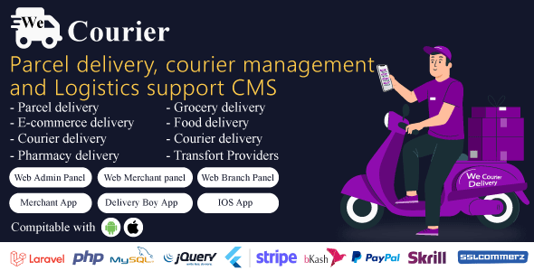 We Courier - Courier and logistics management CMS with Merchant,Delivery app   Mobile 