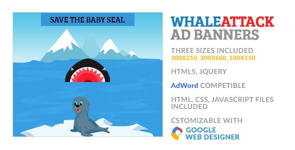 WhaleAttack Game GWD HTML5 Ad Banner    