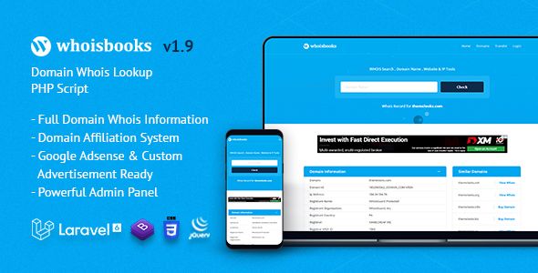 WhoisBooks | Domain Whois Lookup PHP Script    