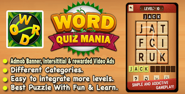 Word Puzzle Mania + Best Word Trivia Puzzle Game + Ready For Publish Android  Mobile Games