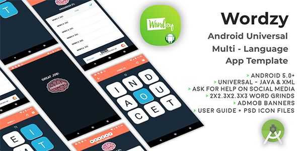 Wordzy | Android Universal Multi-Language Word Game Template    