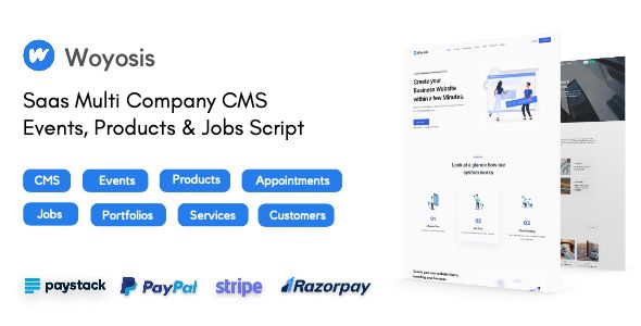Woyosis - Saas Multi Company CMS - Events - Products & Jobs Script  Miscellaneous  Ecommerce