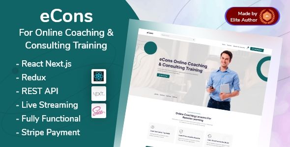 eCons - Online Coaching & Consulting Business React Next.js System    Project Management Tools