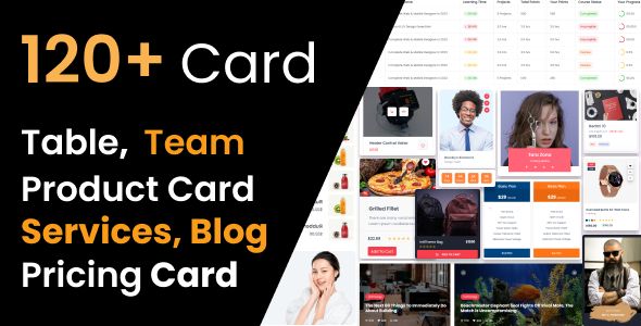 initCards - HTML product card, table, pricing card, services card, blog card, team multipurpose Show Bootstrap Css Web Layouts