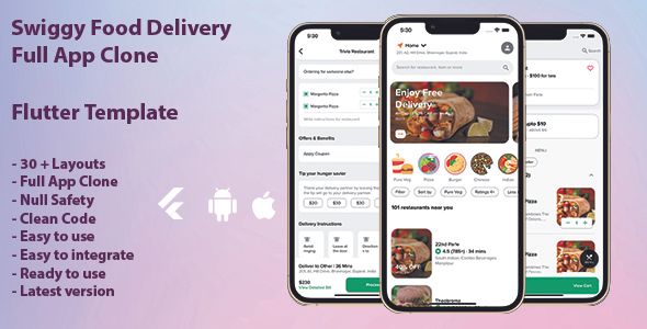 swiggy food delivery full app clone template flutter / flutter food delivery template Flutter  Mobile Templates