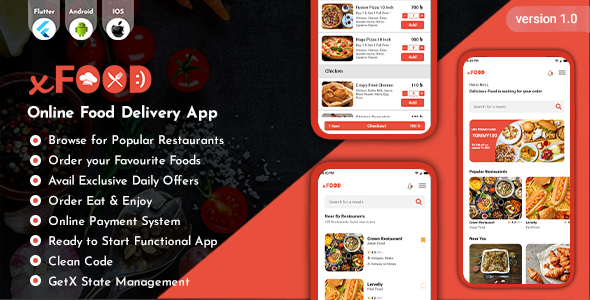 xFood - Online Food Delivery Flutter App UI Kit    