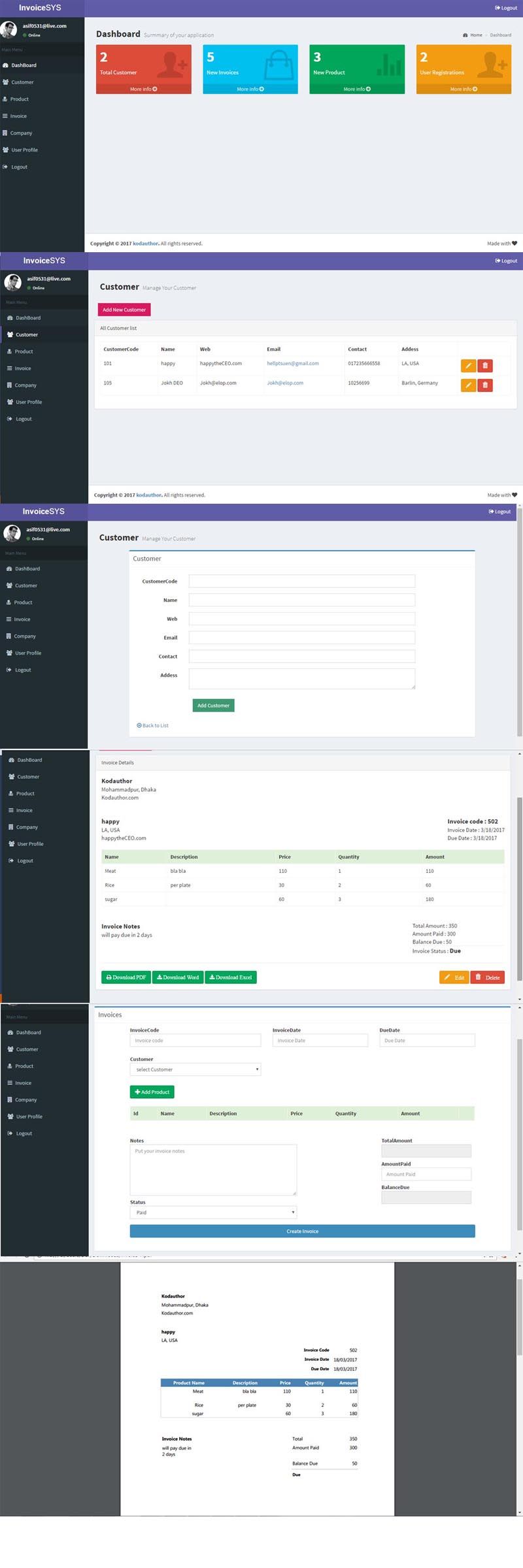 screenshoot of invoice