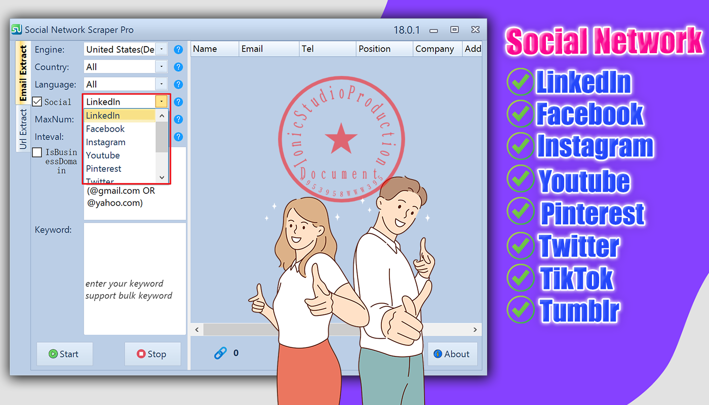 Social Network Data Scraper Pro Version 22.0.1