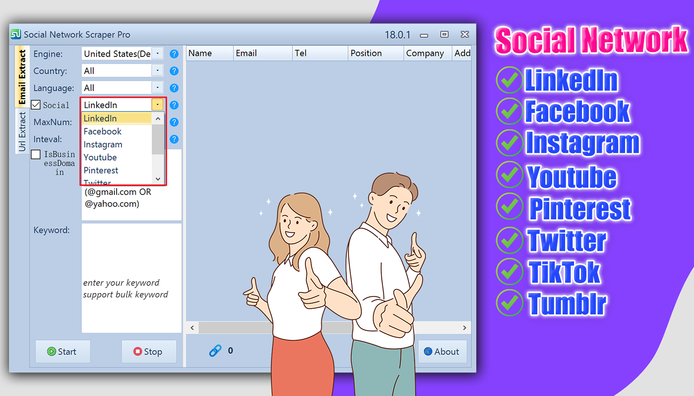 Social Network Data Scraper Pro Version 22.0.1