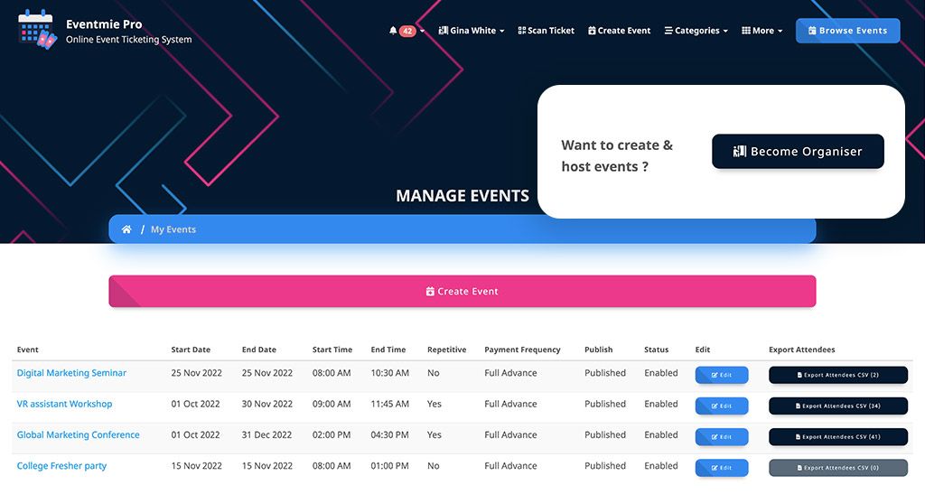 eventmie-Host a Multi-Vendor Event Platform