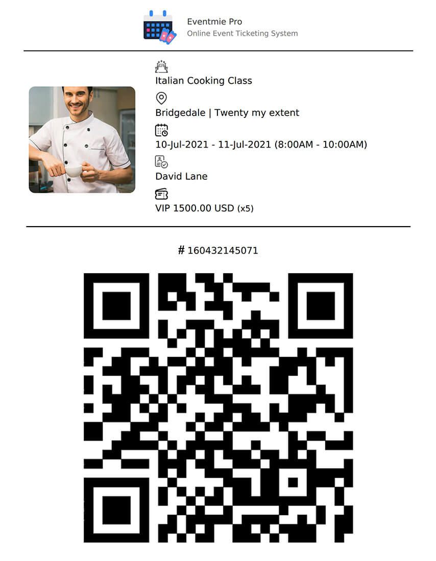 eventmie-PDF Ticket with QrCode