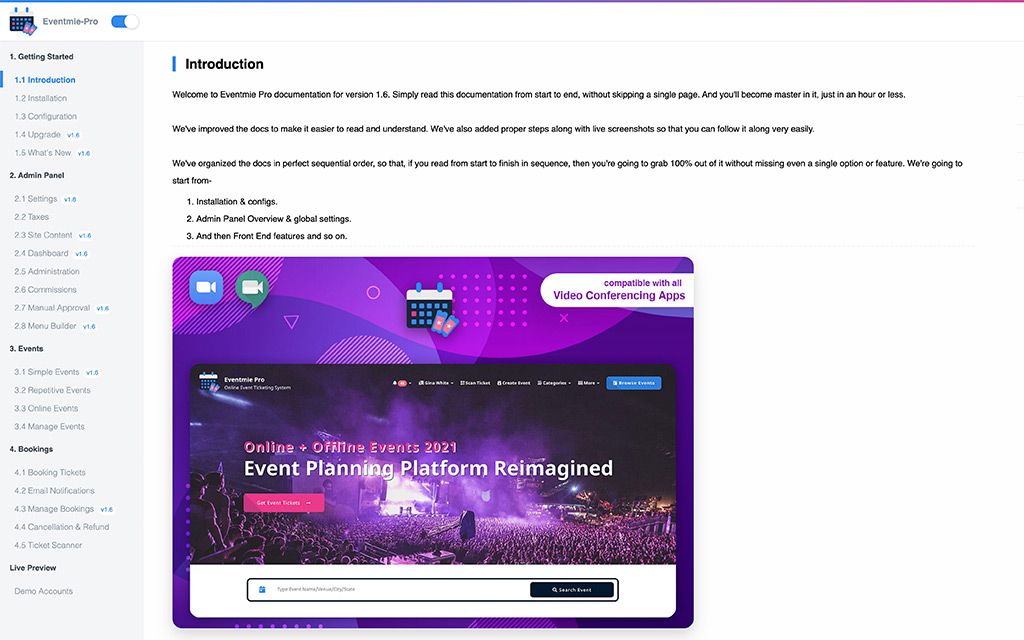eventmie-Clean & Clear Online docs