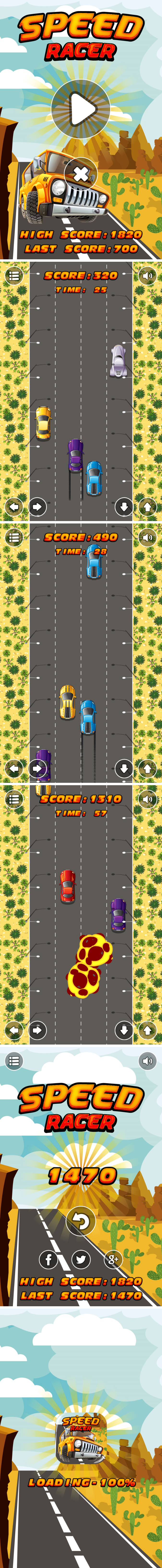 Speed Racer - HTML5 Game + Android + AdMob (Construct - code.market