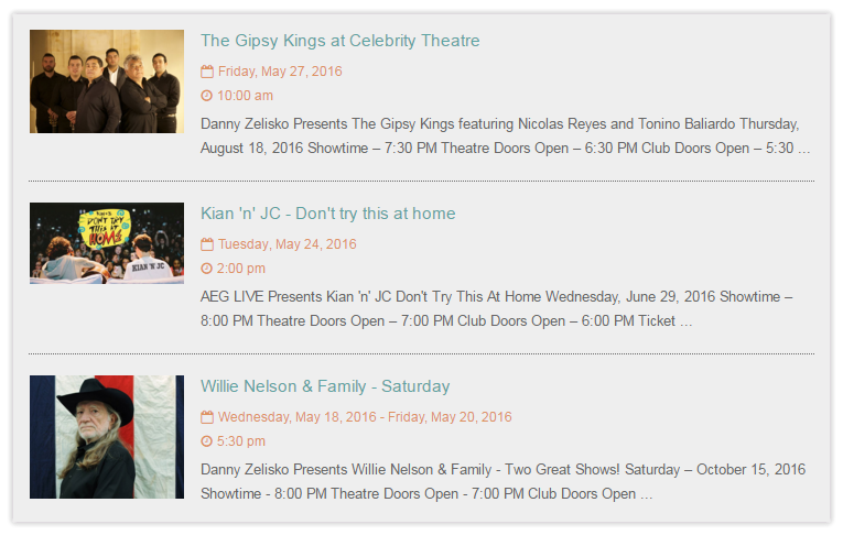 Facebook Events Calendar - Events List
