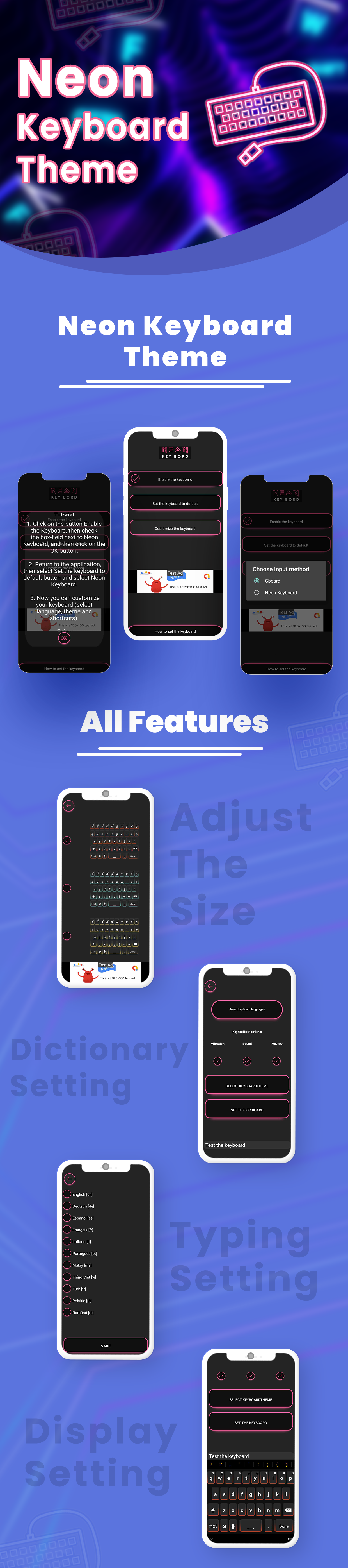 Neon Keyboard Theme | Smart Neon keyboard | LED Keyboard Theme | Android app |Admob ads - 1