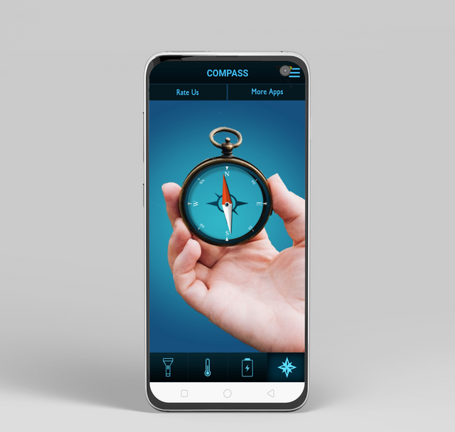 Smart Flashlight + Strobe Effect With Battery Percentage + Temperature + Composs - 1