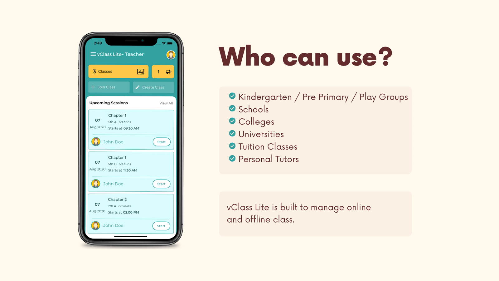 vClass Lite - Virtual Online Live Classroom Android App - 2