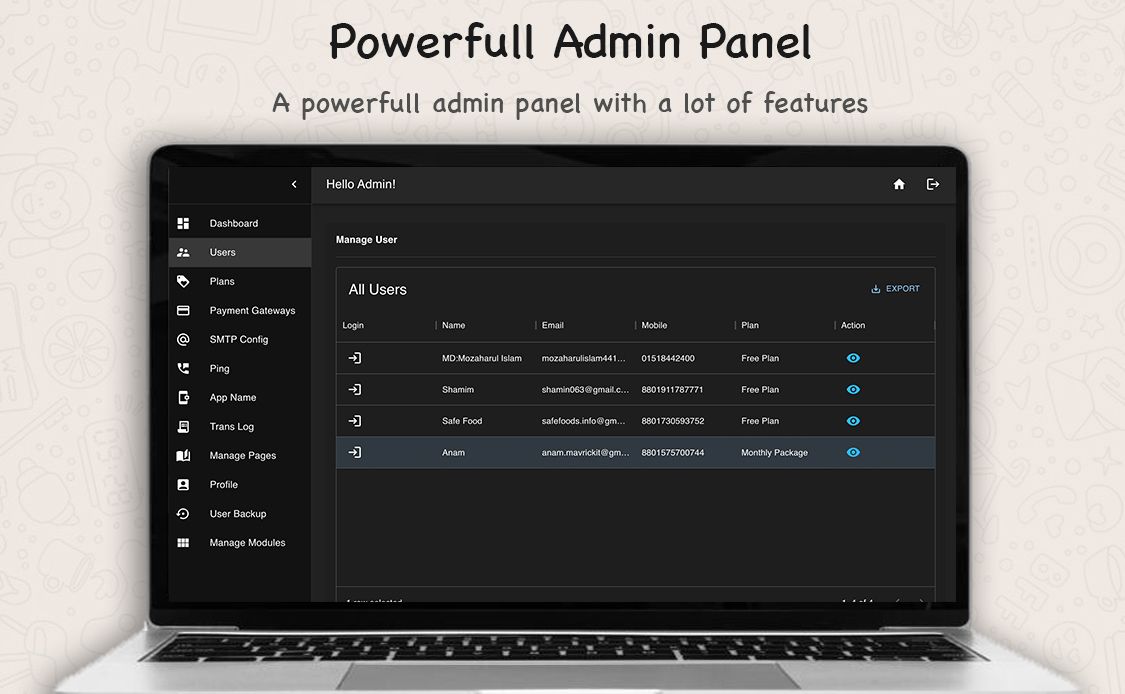 whatsham admin panel