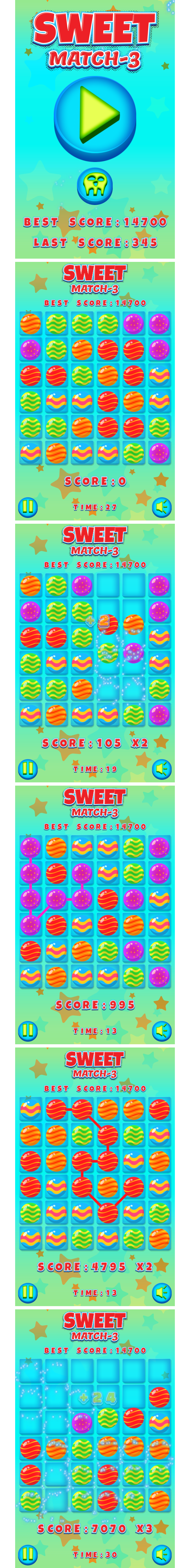 Sweet Match3 - HTML5 Game + Android + AdMob (Construct - code.market