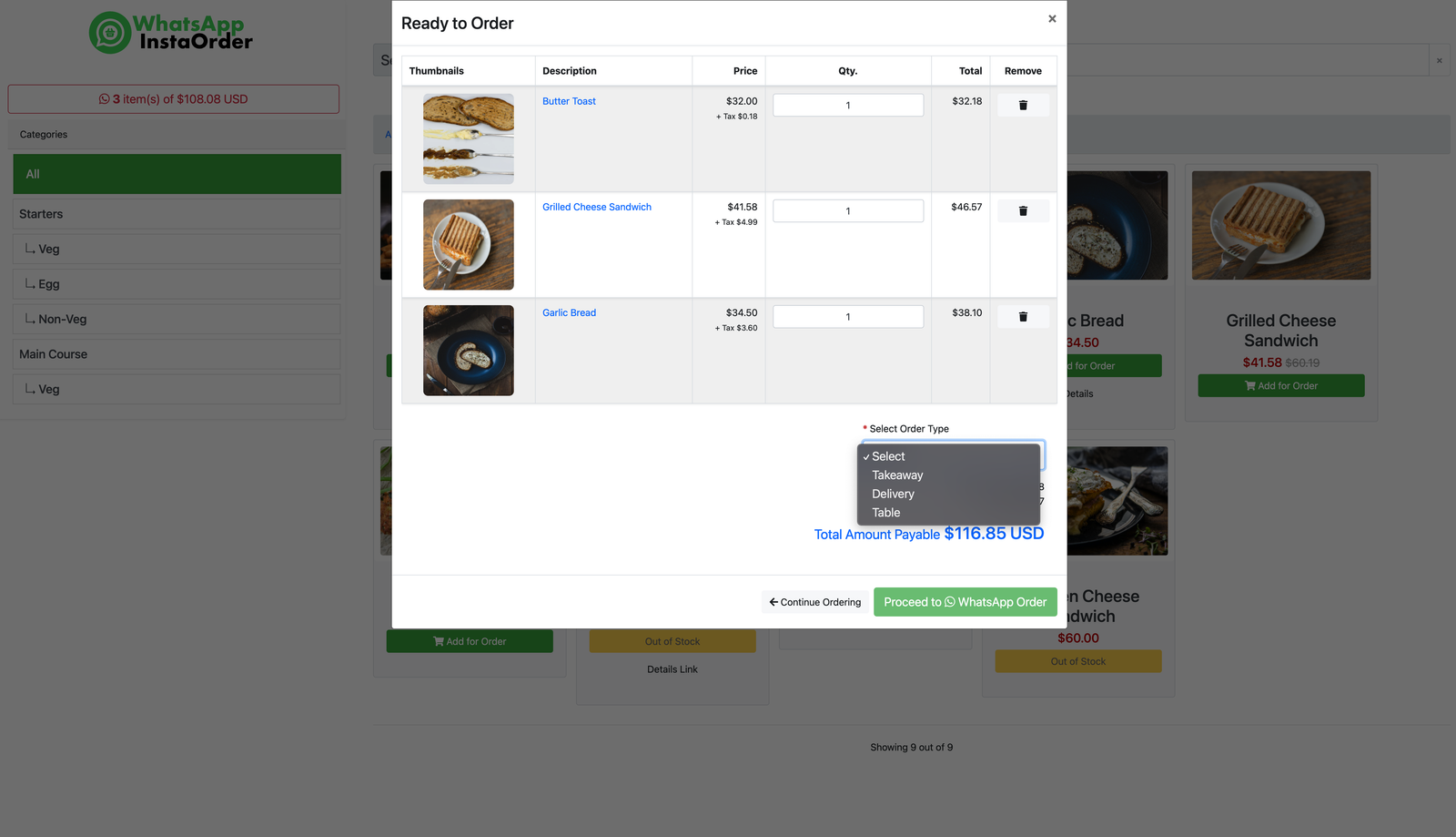 WhatsApp InstaOrder - Ready to Order