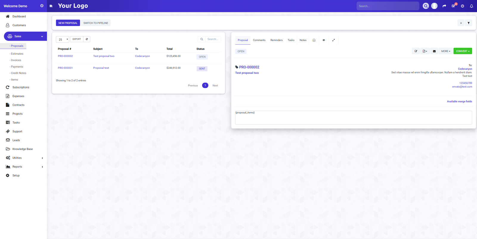 Ultimate Purple Theme for Perfex CRM