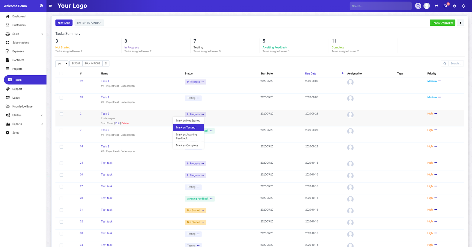 Ultimate Purple Theme for Perfex CRM