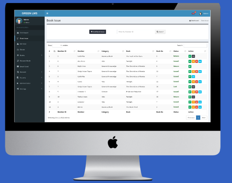 Manage Library Book Issue, Return, Fine And Payment