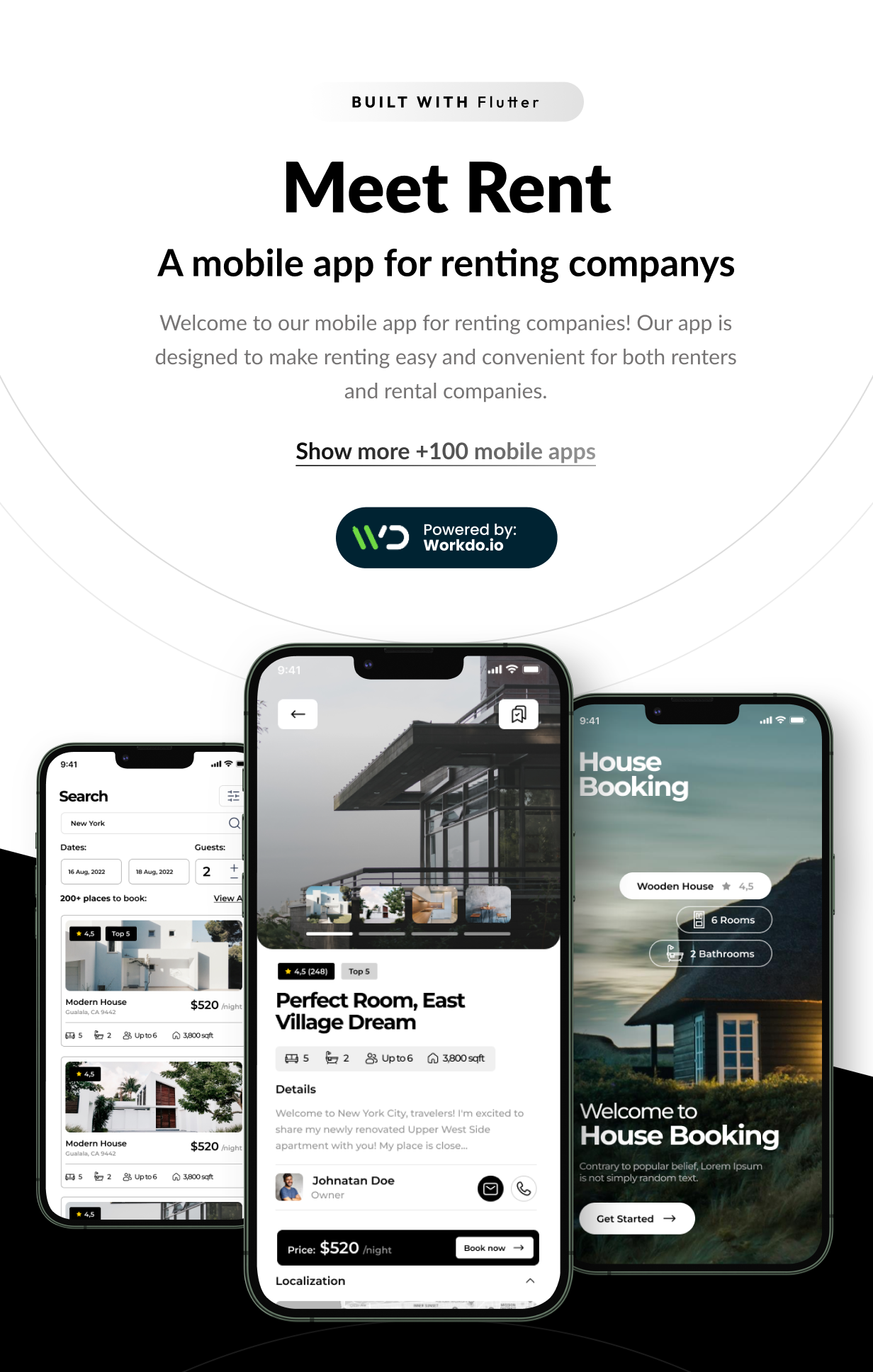 Rent Flutter App Template | Flutter 3 - 4