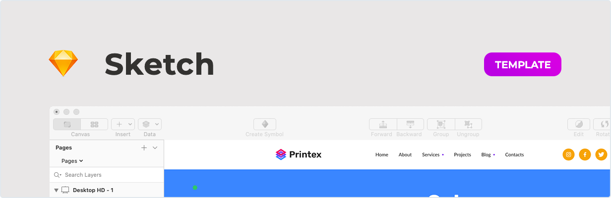 Printex – Printing Company Template for Sketch