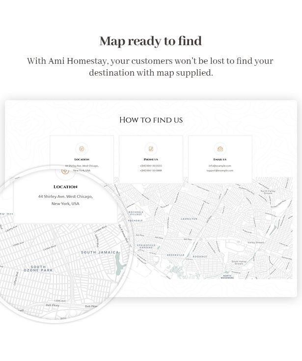 Ami Homestay Hotel WordPress Theme - Map Support