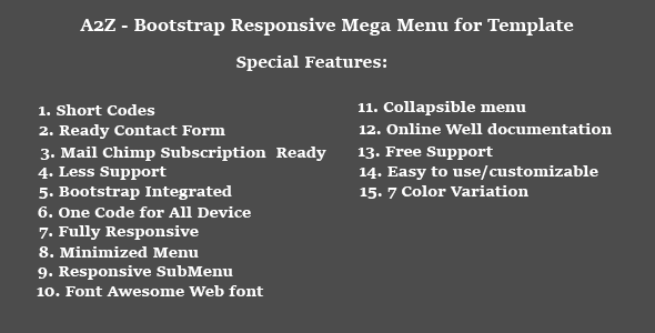 A2Z - Bootstrap Responsive Mega Menu for Template - code.market