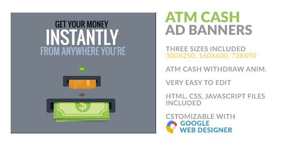 ATM Instant Cash Withdraw HTML5 AD Banner    Ad Templates