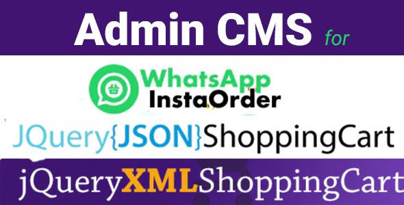 Admin CMS for WhatsApp Insta Order - jQuery JSON Store Shop - jQuery XML Store Shop    Shopping Carts