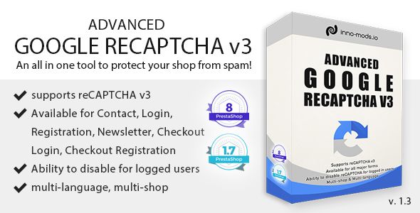 Advanced Google reCAPTCHA V3 for Prestashop Plugins, Prestashop   
