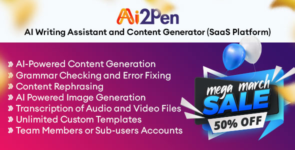 Ai2Pen – AI Writing Assistant and Content Generator (SaaS Platform)    Help And Support Tools