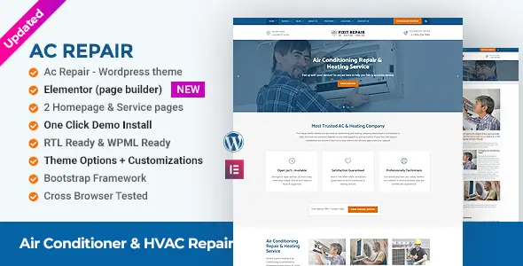 Air Conditioner & HVAC Repair WordPress Theme    