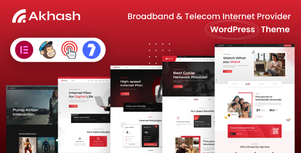 Akhash - Broadband & Internet Services  Provider WordPress Theme    