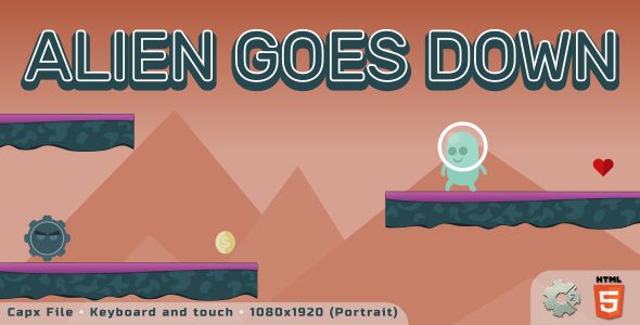 Alien Goes Down - HTML5 Skill Game    Games