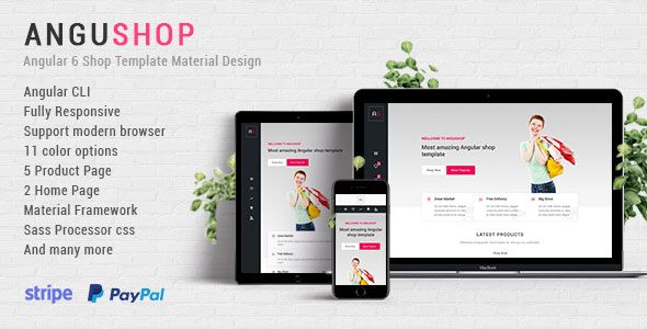Angushop - Angular 8 Shop Template Material Design    Shopping Carts