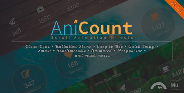 AniCount - Counter Animation Effects Muse Widgets, Plugins   