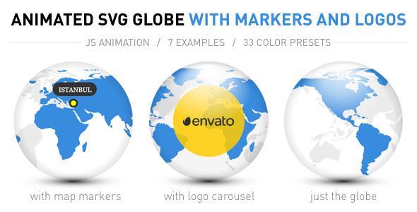Animated SVG Globe with Markers and Logos    