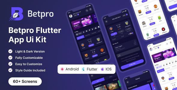 Betpro - Sports Betting Flutter App UI Kit Flutter  Mobile 