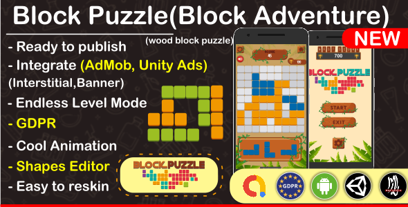 Block Puzzle, Wood Block Adventure Puzzle (Complete unity game +AdMob) Android  Mobile Games
