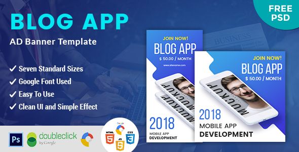 Blog App | HTML 5 Animated Google Banner    Ad Templates